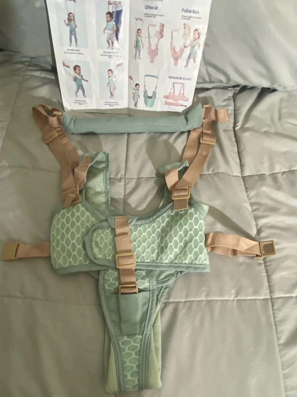NWT Happy Walk 4-in-1 Baby Walking Harness Assistant Mint Green Tan